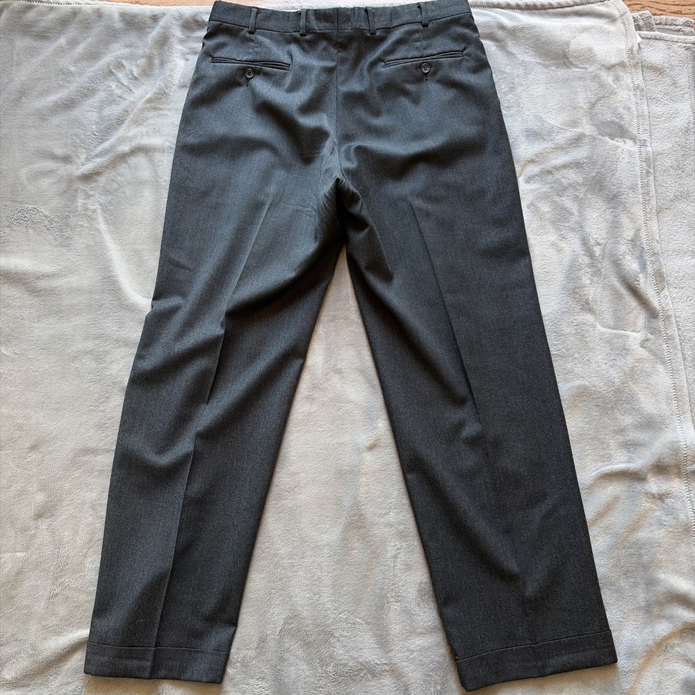 VTG Brooks Brothers Men's Pleated Worsted Wool Dress Pants 35x31 Gray USA - Picture 4 of 7